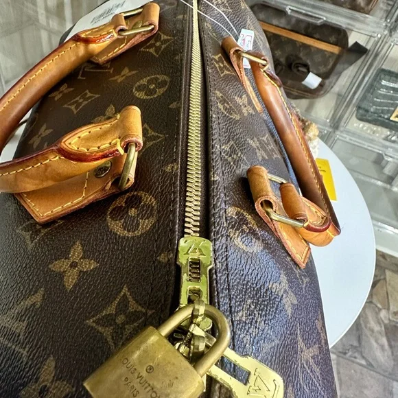 Louis Vuitton Brown Bandolier and Tan Monogram Satchel - Picture 8 of 10